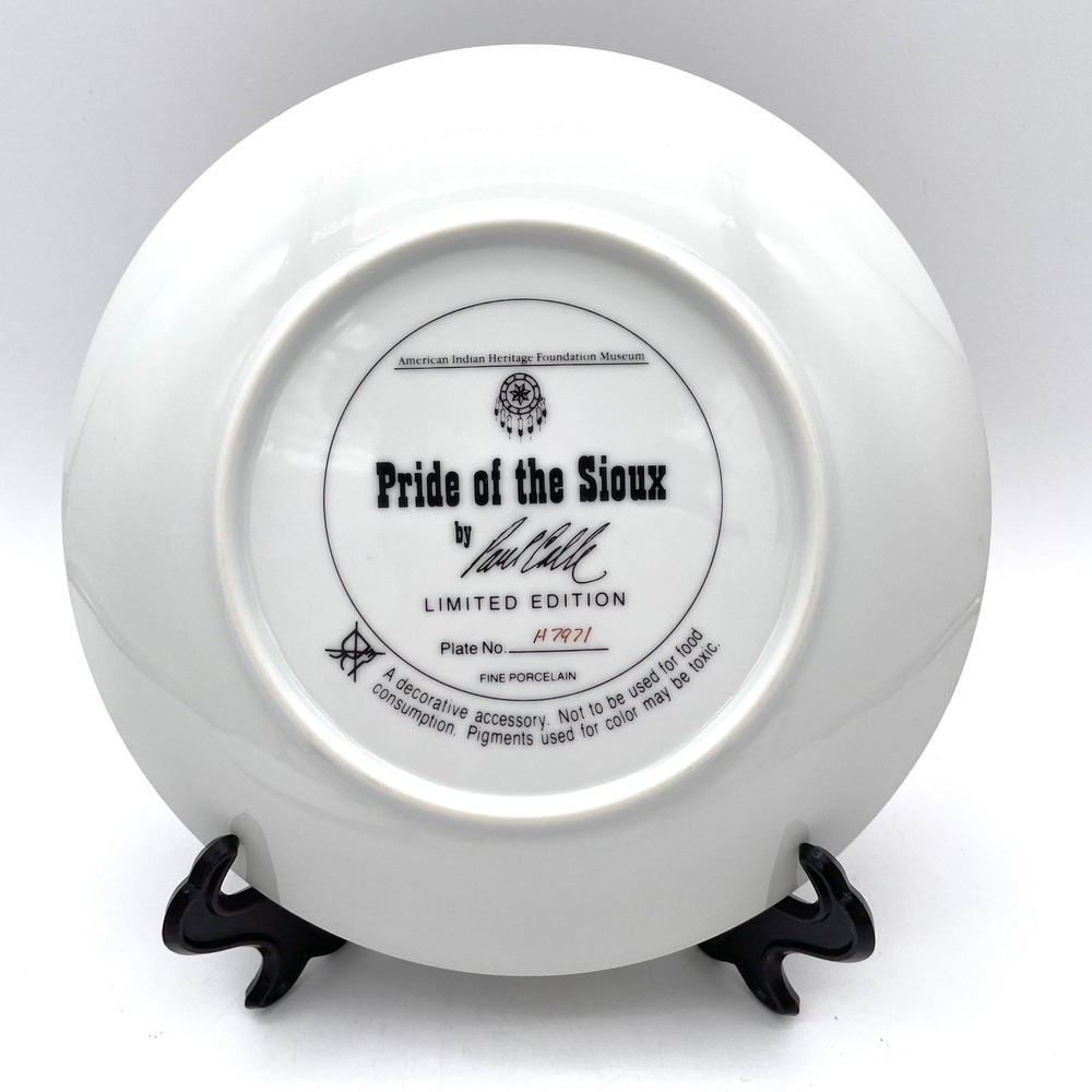 Franklin Mint Collector Plate Pride of the Sioux Paul Calle 8in Gold Rim EX - Picture 2 of 5